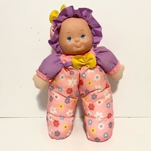 🔥 4/$15 Cititoy Baby Doll Soft Nylon Vinyl Face Pink Floral Purple Toy Plush